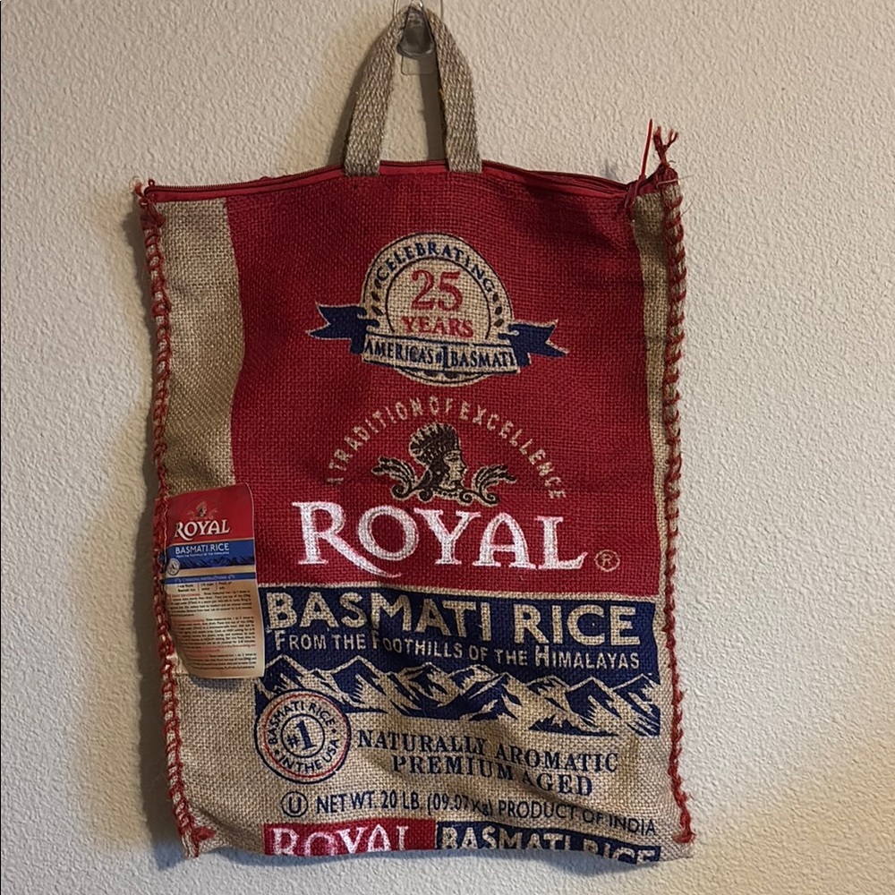 Royal Basmati Rice Tote Bag Red and Blue
